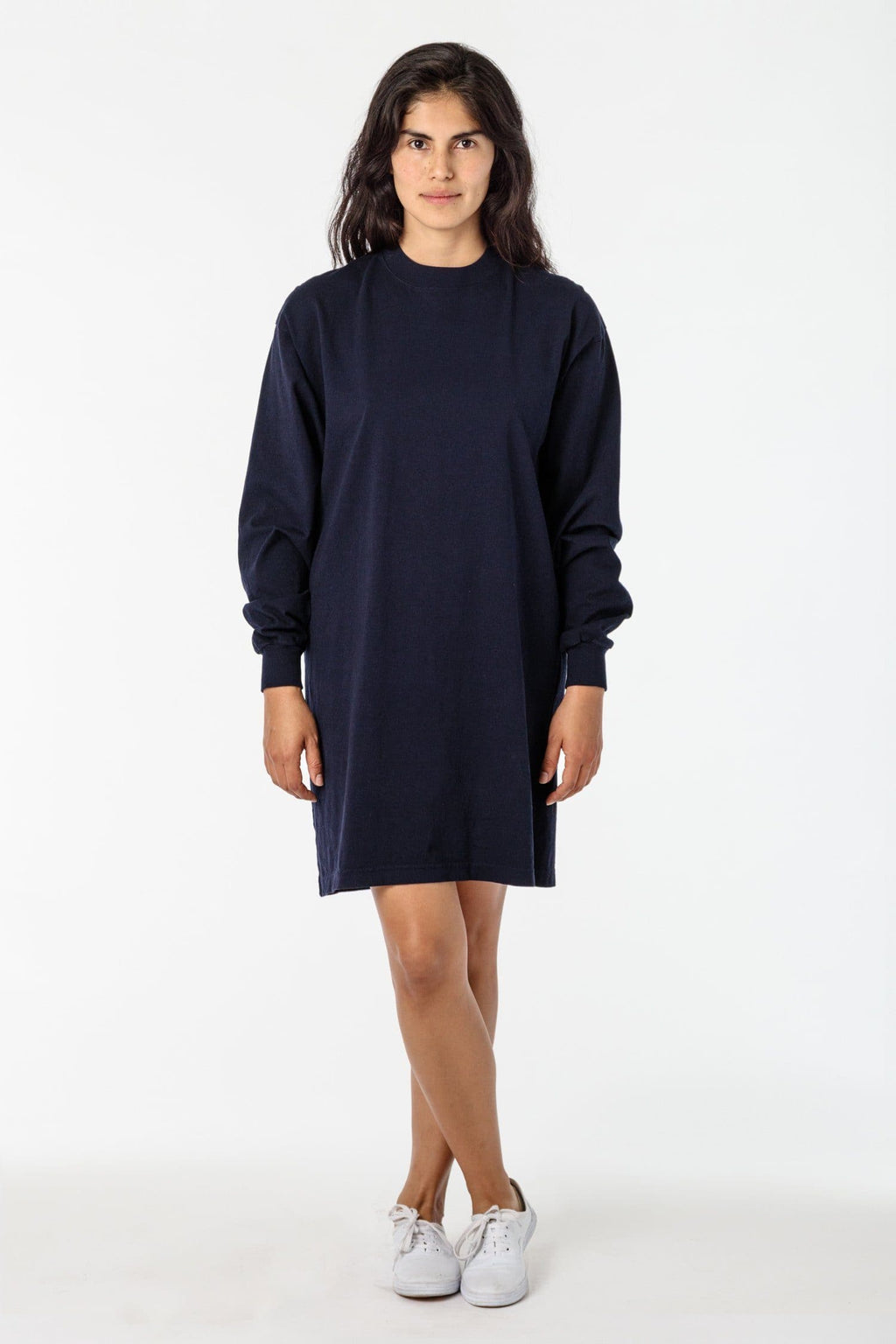 1837GD - Long Sleeve Garment Dye Mockneck Dress