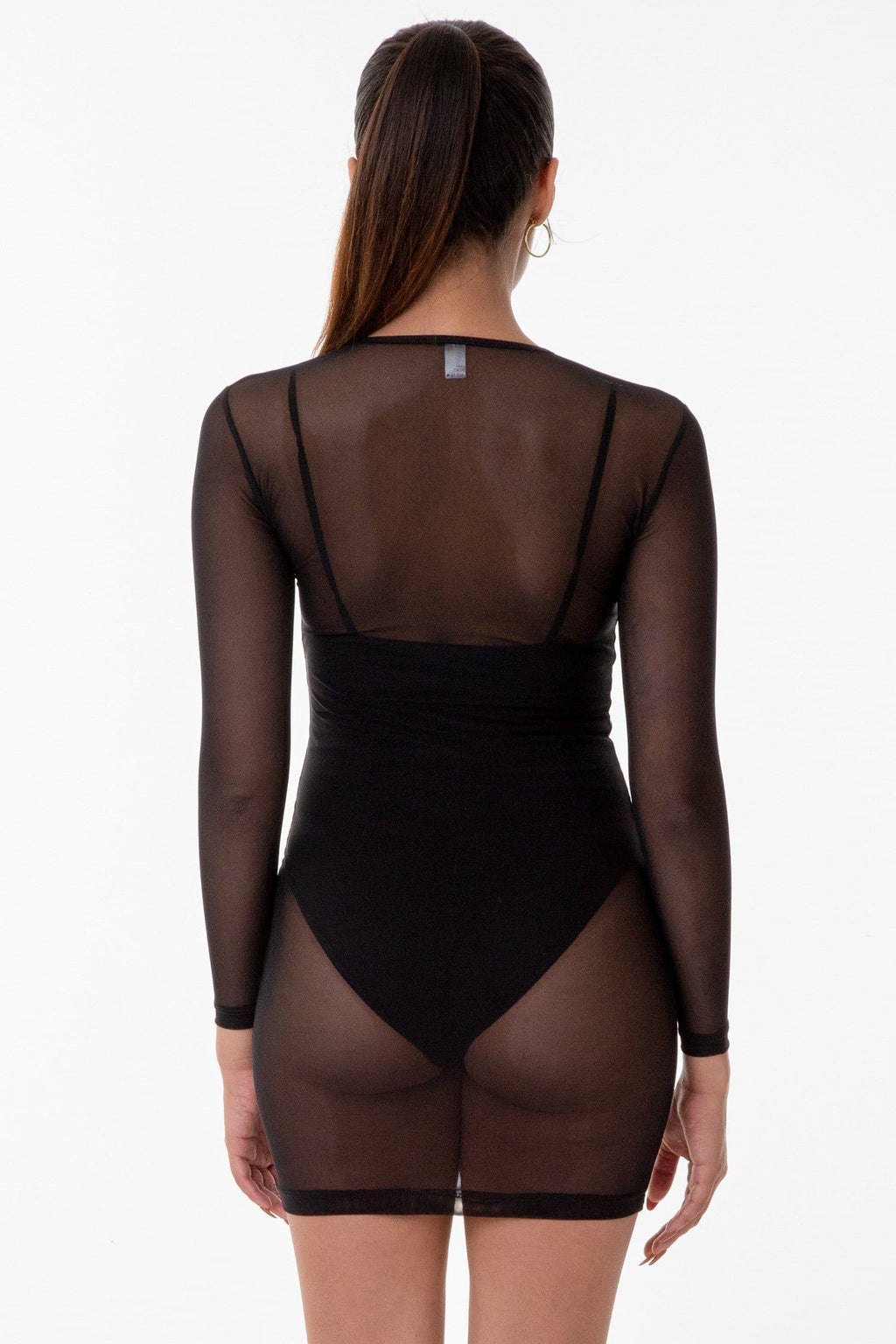 RNS310 - Micro Mesh Long Sleeve Mini Dress