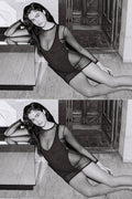 RNS310 - Micro Mesh Long Sleeve Mini Dress