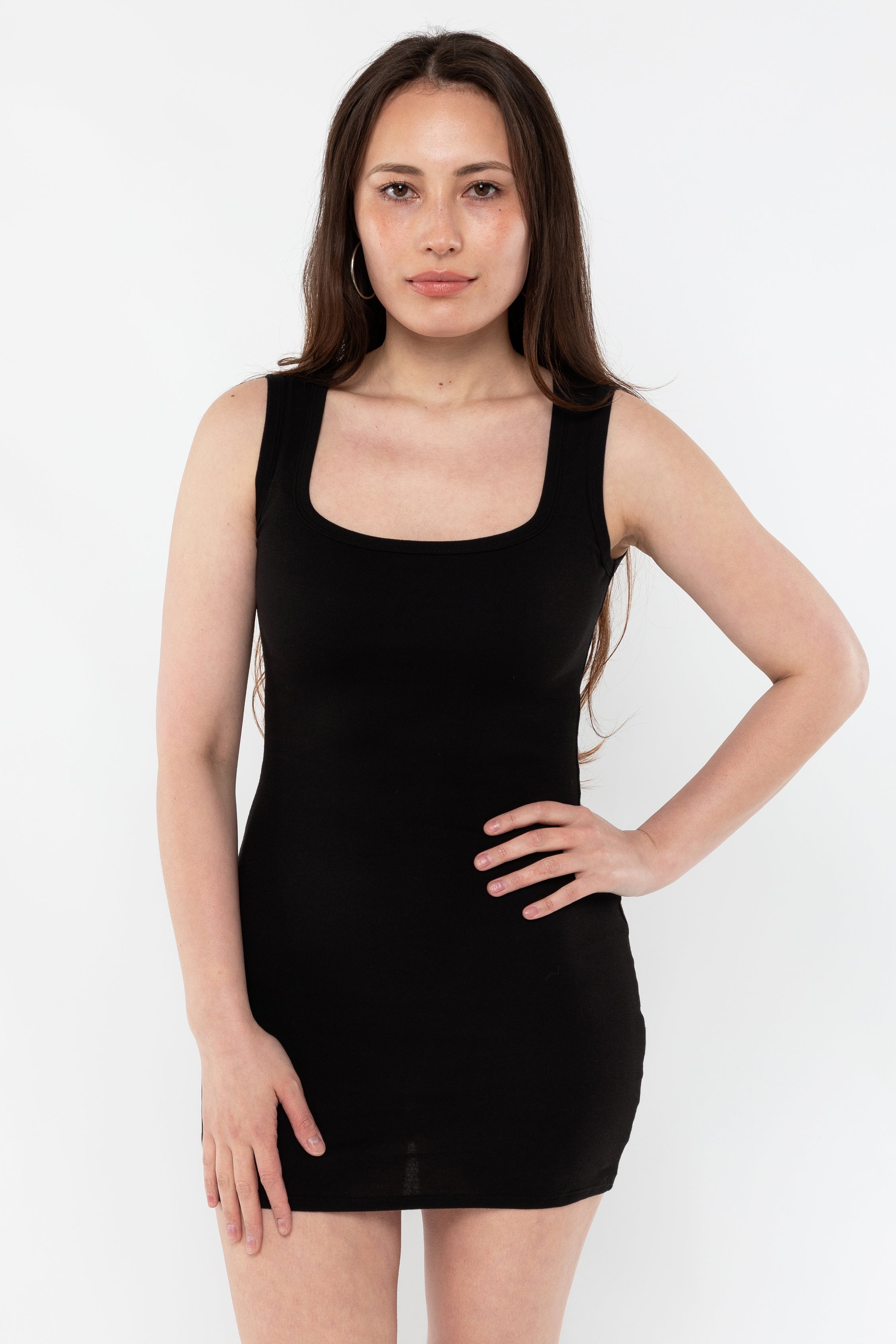 43049 - Baby Rib Square Neck Tank Dress