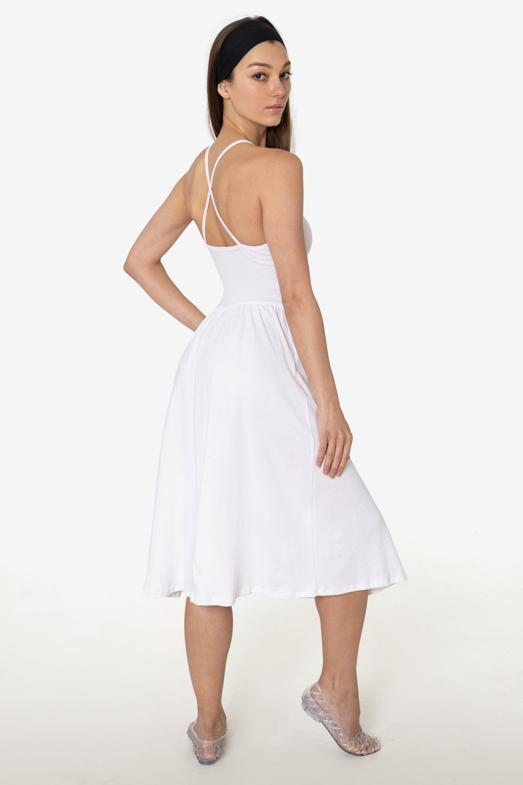 43208X - Baby Rib Cross Back Midi Dress