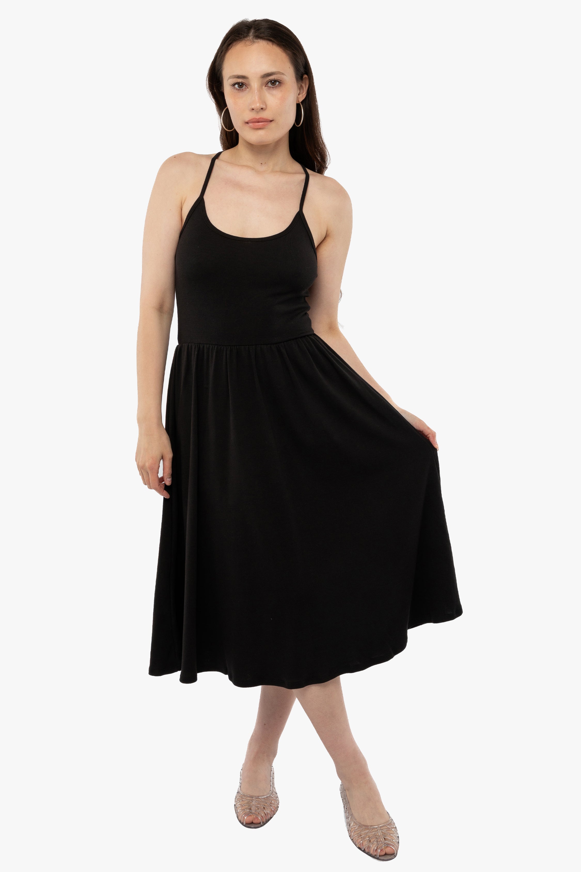 43208X - Baby Rib Cross Back Midi Dress