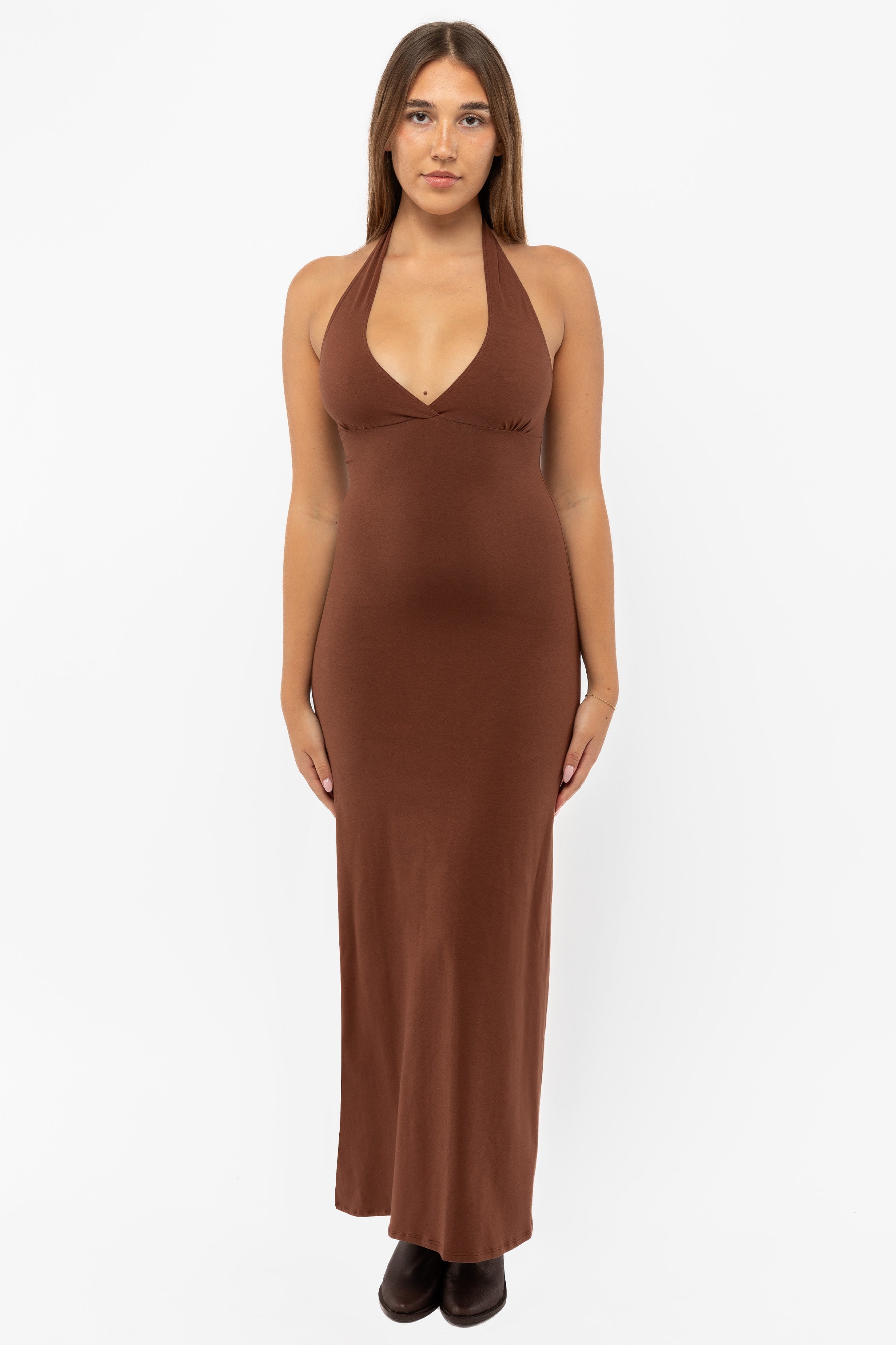8374 - Cotton Spandex Halter Maxi Dress
